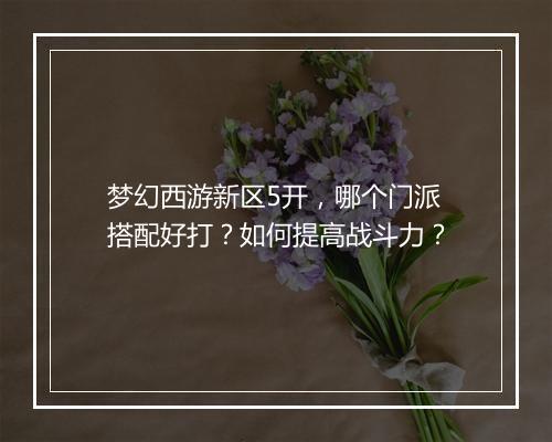 梦幻西游新区5开，哪个门派搭配好打？如何提高战斗力？