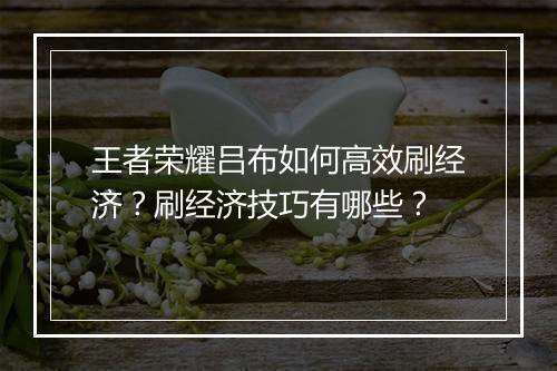 王者荣耀吕布如何高效刷经济?刷经济技巧有哪些?