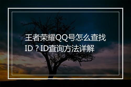 王者荣耀QQ号怎么查找ID?ID查询方法详解