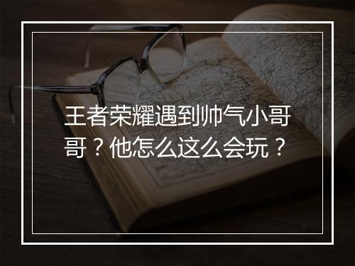 王者荣耀遇到帅气小哥哥?他怎么这么会玩?