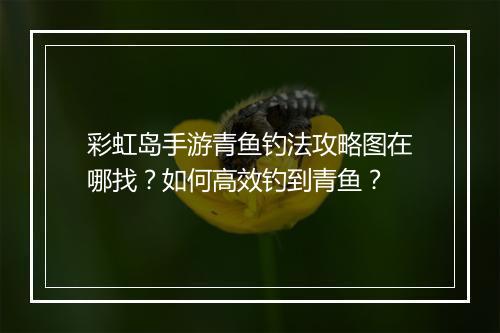 彩虹岛手游青鱼钓法攻略图在哪找？如何高效钓到青鱼？