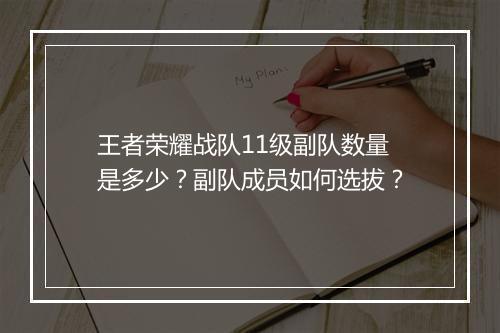 王者荣耀战队11级副队数量是多少？副队成员如何选拔？