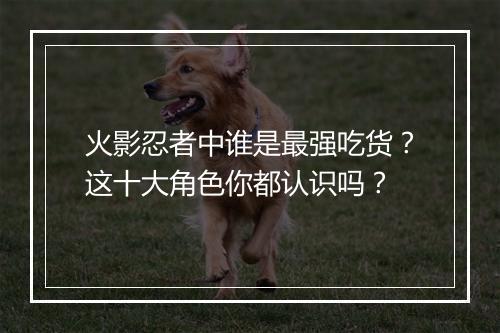 火影忍者中谁是最强吃货？这十大角色你都认识吗？