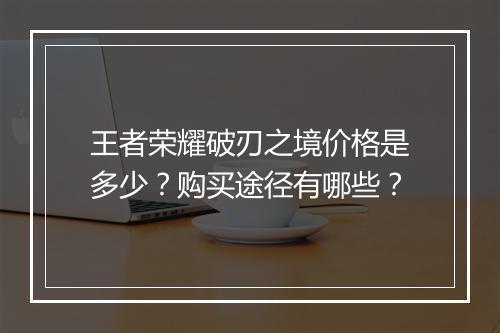 王者荣耀破刃之境价格是多少？购买途径有哪些？