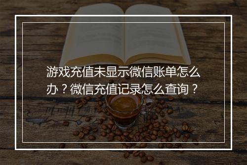 游戏充值未显示微信账单怎么办？微信充值记录怎么查询？