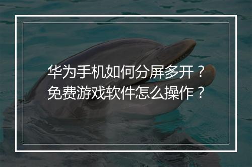 华为手机如何分屏多开？免费游戏软件怎么操作？