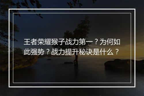 王者荣耀猴子战力第一？为何如此强势？战力提升秘诀是什么？