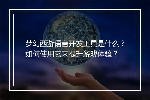 梦幻西游语言开发工具是什么?如何使用它来提升游戏体验?