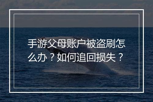 手游父母账户被盗刷怎么办？如何追回损失？