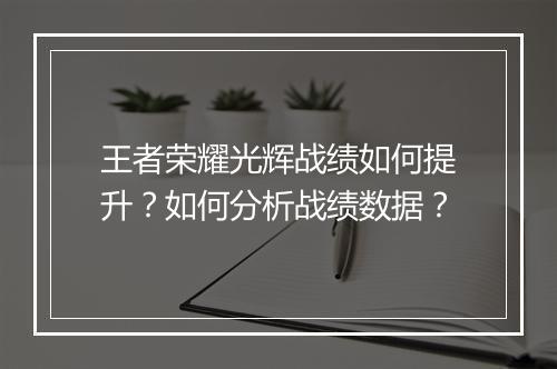 王者荣耀光辉战绩如何提升?如何分析战绩数据?
