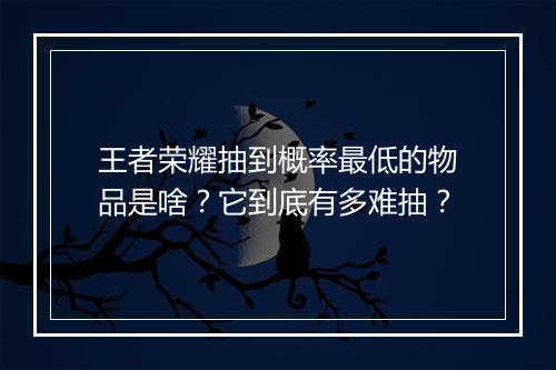 王者荣耀抽到概率最低的物品是啥？它到底有多难抽？