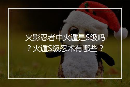 火影忍者中火遁是S级吗？火遁S级忍术有哪些？