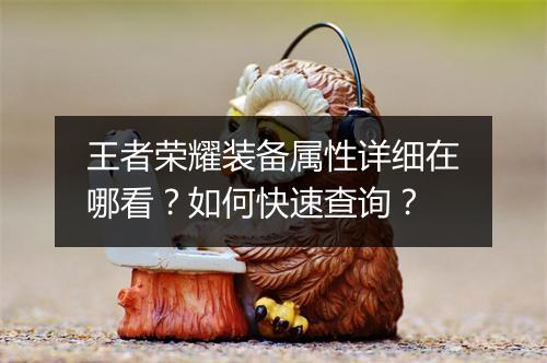 王者荣耀装备属性详细在哪看？如何快速查询？