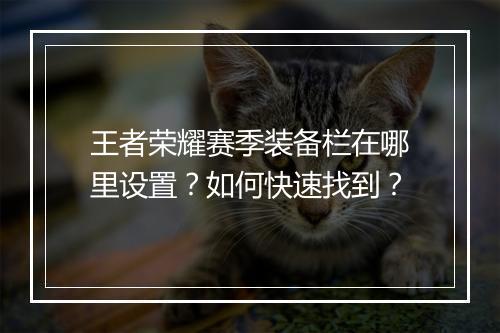 王者荣耀赛季装备栏在哪里设置？如何快速找到？