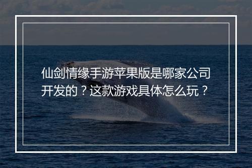 仙剑情缘手游苹果版是哪家公司开发的？这款游戏具体怎么玩？