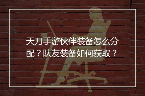 天刀手游伙伴装备怎么分配？队友装备如何获取？
