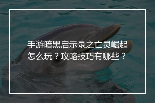 手游暗黑启示录之亡灵崛起怎么玩？攻略技巧有哪些？
