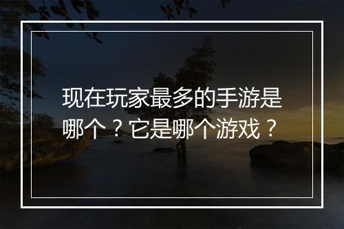 现在玩家最多的手游是哪个？它是哪个游戏？