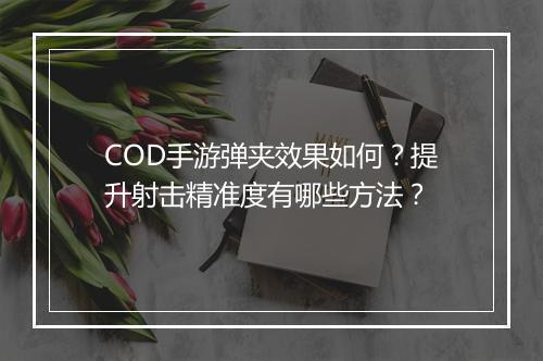 COD手游弹夹效果如何？提升射击精准度有哪些方法？