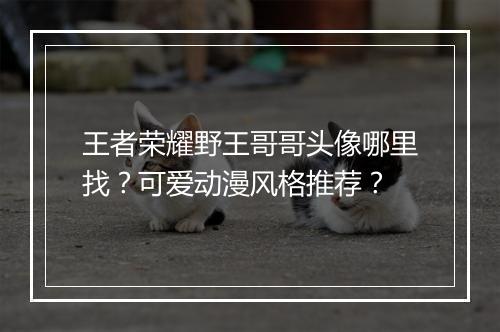 王者荣耀野王哥哥头像哪里找？可爱动漫风格推荐？