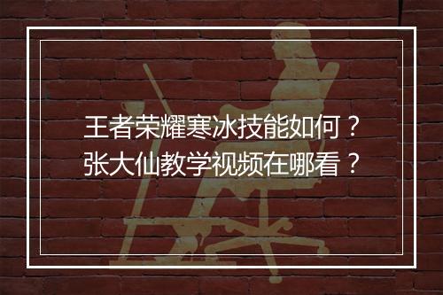 王者荣耀寒冰技能如何？张大仙教学视频在哪看？