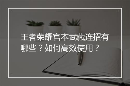 王者荣耀宫本武藏连招有哪些？如何高效使用？