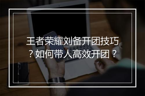 王者荣耀刘备开团技巧?如何带人高效开团?