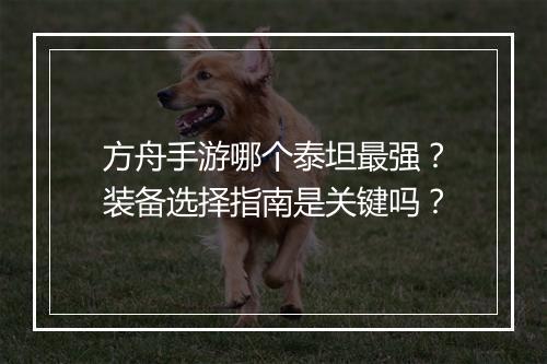 方舟手游哪个泰坦最强?装备选择指南是关键吗?