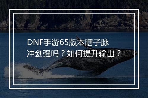 DNF手游65版本瞎子脉冲剑强吗？如何提升输出？