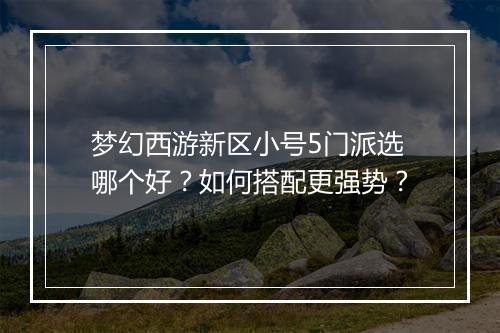梦幻西游新区小号5门派选哪个好？如何搭配更强势？