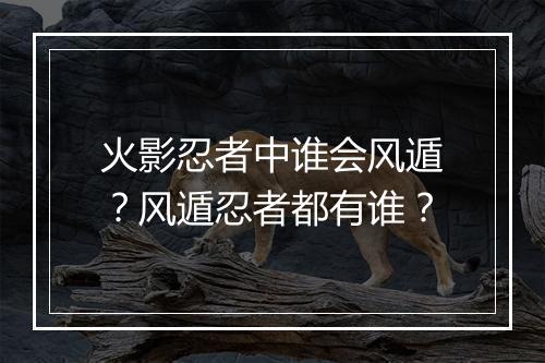 火影忍者中谁会风遁？风遁忍者都有谁？