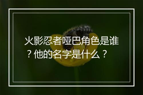 火影忍者哑巴角色是谁？他的名字是什么？