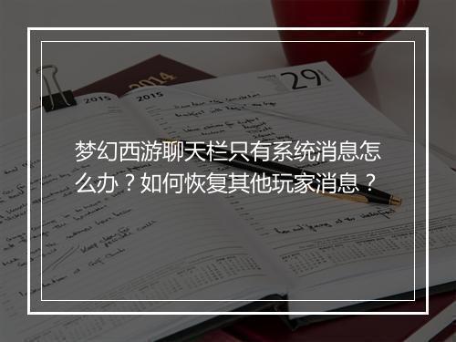 梦幻西游聊天栏只有系统消息怎么办？如何恢复其他玩家消息？