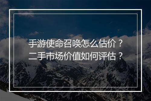 手游使命召唤怎么估价？二手市场价值如何评估？