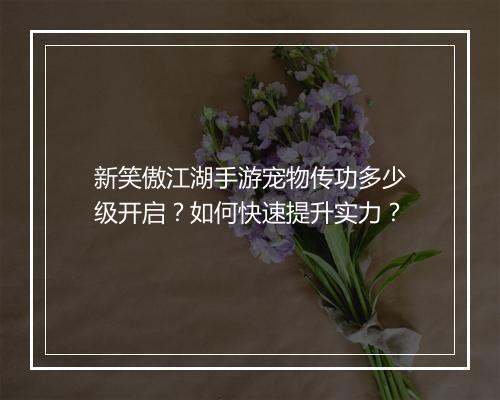 新笑傲江湖手游宠物传功多少级开启？如何快速提升实力？