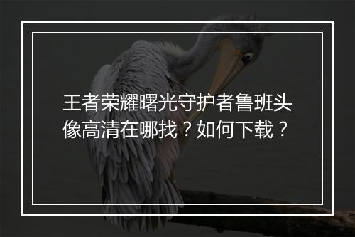 王者荣耀曙光守护者鲁班头像高清在哪找？如何下载？