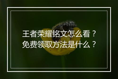 王者荣耀铭文怎么看？免费领取方法是什么？