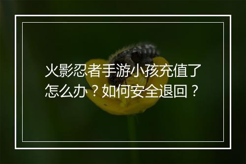 火影忍者手游小孩充值了怎么办？如何安全退回？
