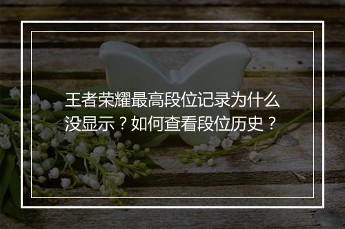 王者荣耀最高段位记录为什么没显示？如何查看段位历史？