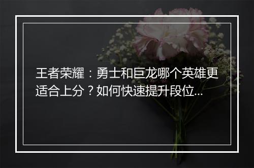 王者荣耀：勇士和巨龙哪个英雄更适合上分？如何快速提升段位？
