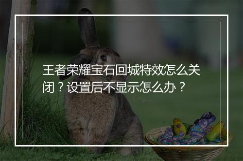 王者荣耀宝石回城特效怎么关闭？设置后不显示怎么办？