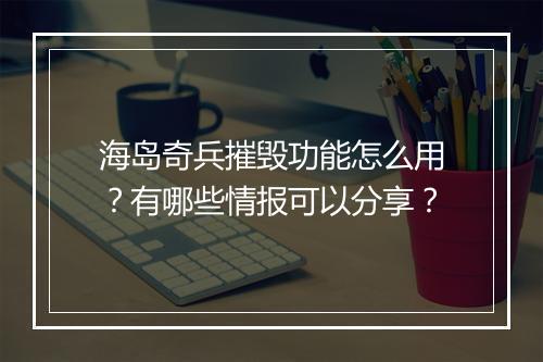 海岛奇兵摧毁功能怎么用？有哪些情报可以分享？