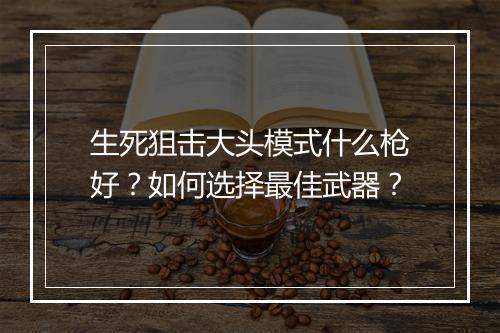 生死狙击大头模式什么枪好？如何选择最佳武器？