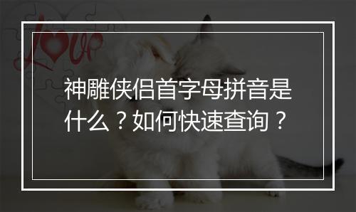 神雕侠侣首字母拼音是什么？如何快速查询？