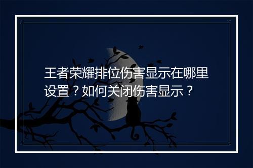 王者荣耀排位伤害显示在哪里设置?如何关闭伤害显示?