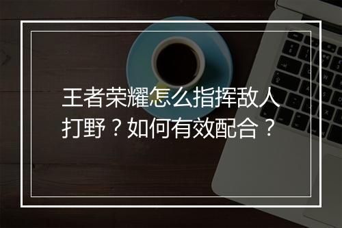 王者荣耀怎么指挥敌人打野?如何有效配合?