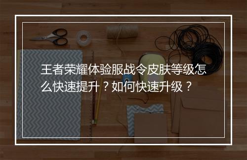 王者荣耀体验服战令皮肤等级怎么快速提升？如何快速升级？