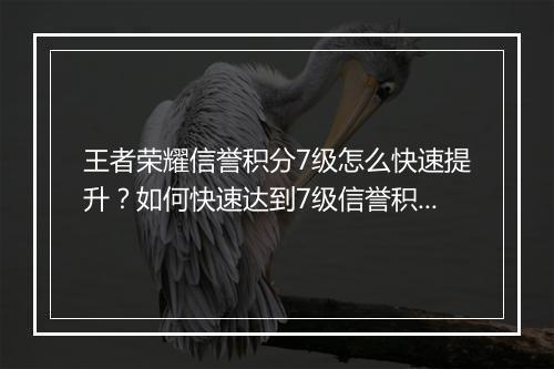 王者荣耀信誉积分7级怎么快速提升？如何快速达到7级信誉积分？