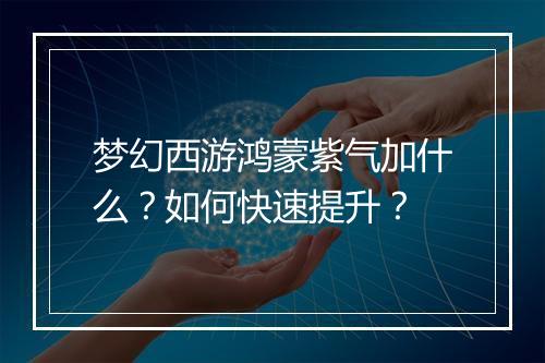 梦幻西游鸿蒙紫气加什么？如何快速提升？