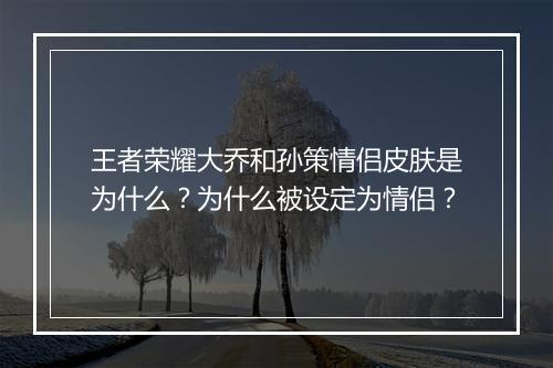 王者荣耀大乔和孙策情侣皮肤是为什么？为什么被设定为情侣？